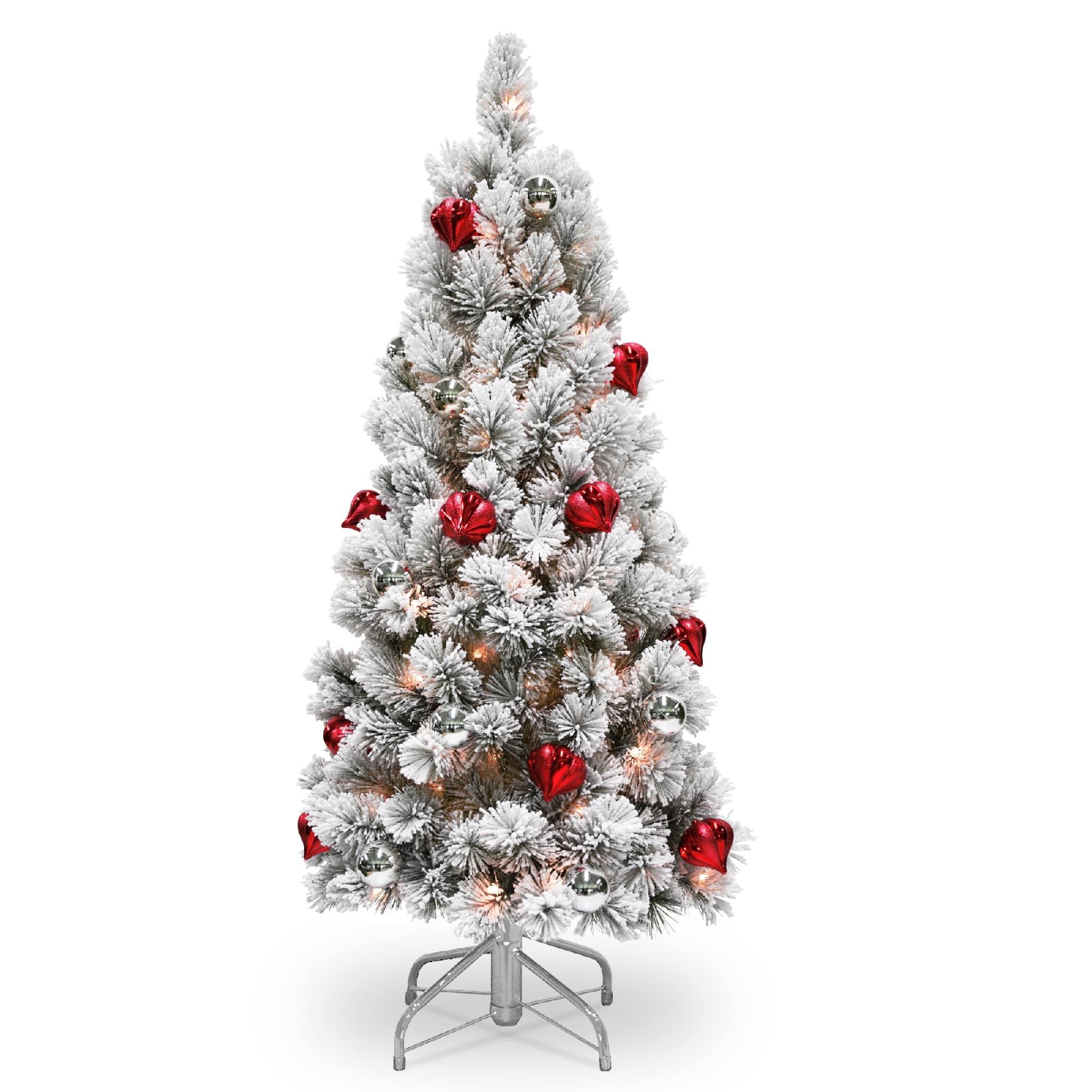 7ft. Pre-Lit Snowy Bristle Pine Artificial Christmas Tree, Warm White LED Lights